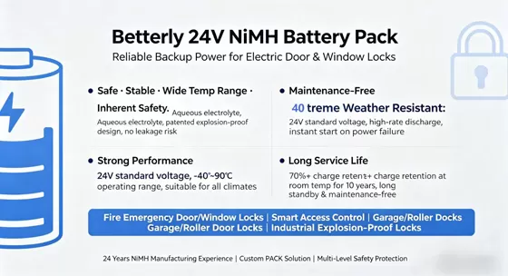 BPI Nickel-Metal Hydride (NiMH) Battery Pack—The Reliable Choice for Backup Power of Electric Door and Window Locks