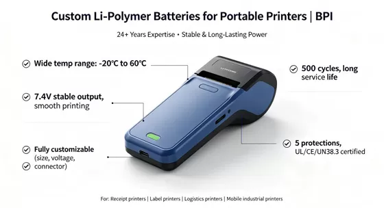 Custom Li-Polymer Batteries for Portable Printers: Delivering Stable Long-Lasting Power for Mobile Printing