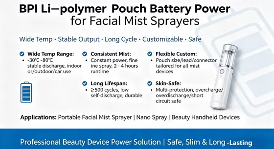 Li‑Polymer Battery for Facial Mist Sprayers: Long‑Lasting, Stable Power for Portable Skincare Devices